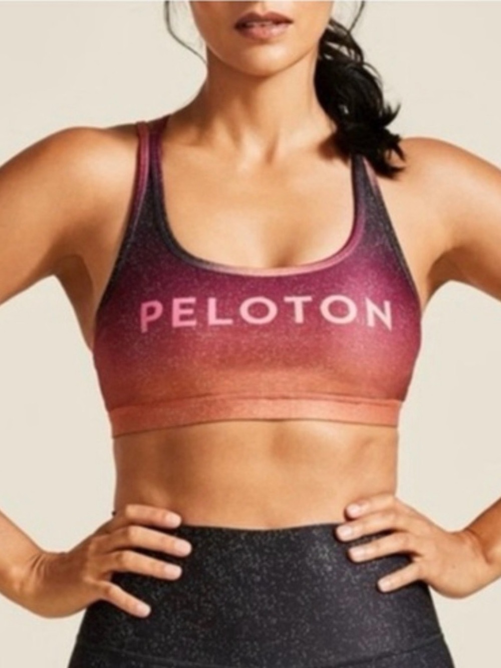 Peloton Ombre Sparkle Sports Bra in Purple & Orange